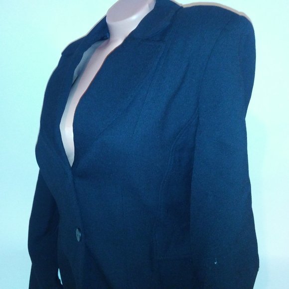 Larry Levine Suits Coat Jacket Size 8 Solid Black 100% Wool Crepe Double Breaste - Picture 6 of 16